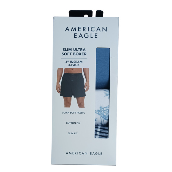American Eagle Men’s Stretch Boxer 3-Pack Ultra Soft 4" Inseam XS (26-28) New - Picture 12 of 16